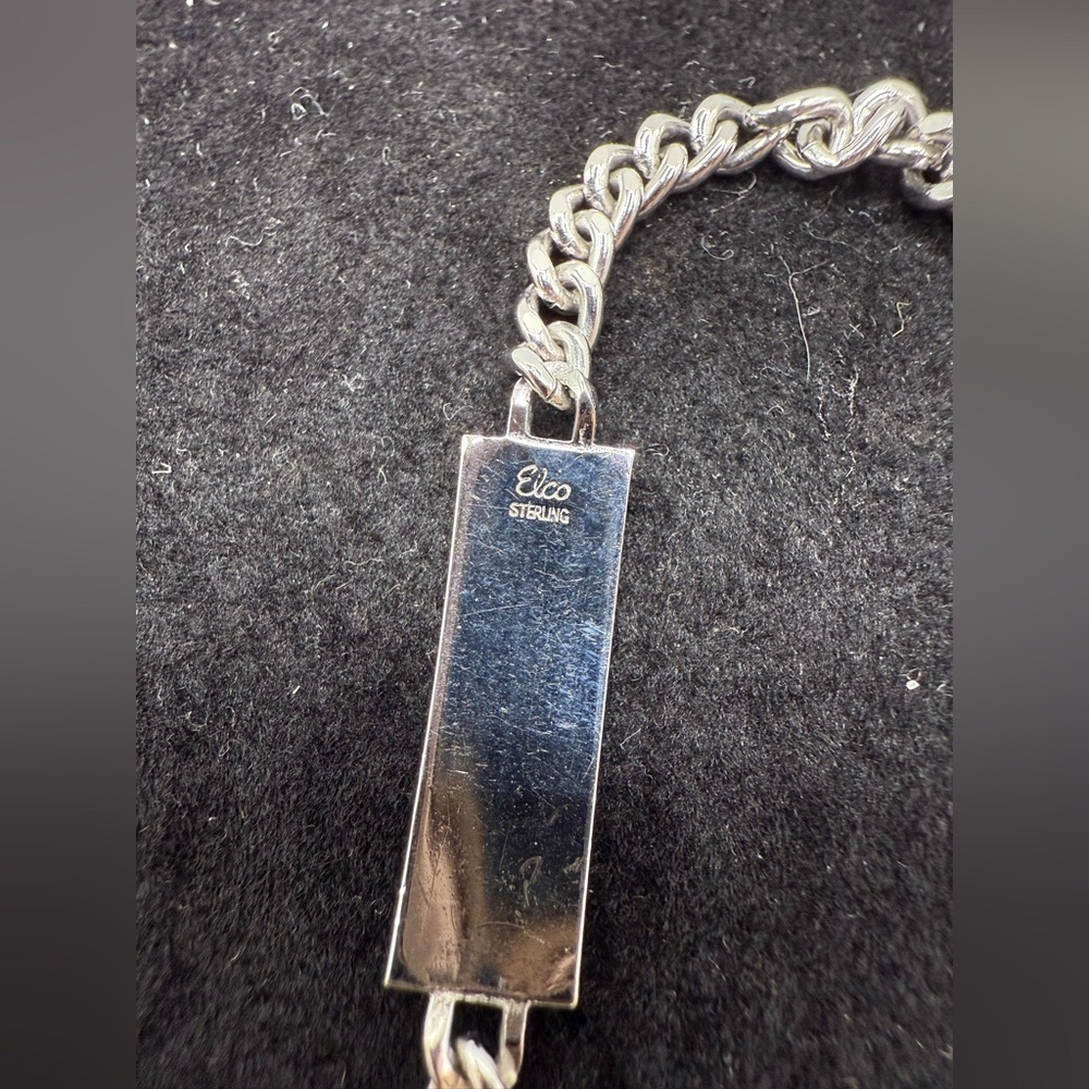 Vintage Elico Sterling Silver Child’s ID Bracelet 5.5” Curb Chain Blank Plate - Picture 3 of 3